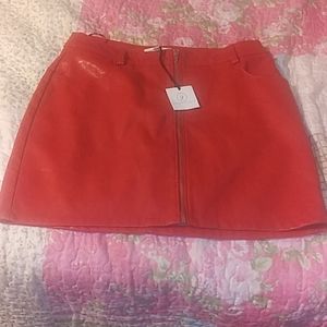 Red faux leather women's mini skirt